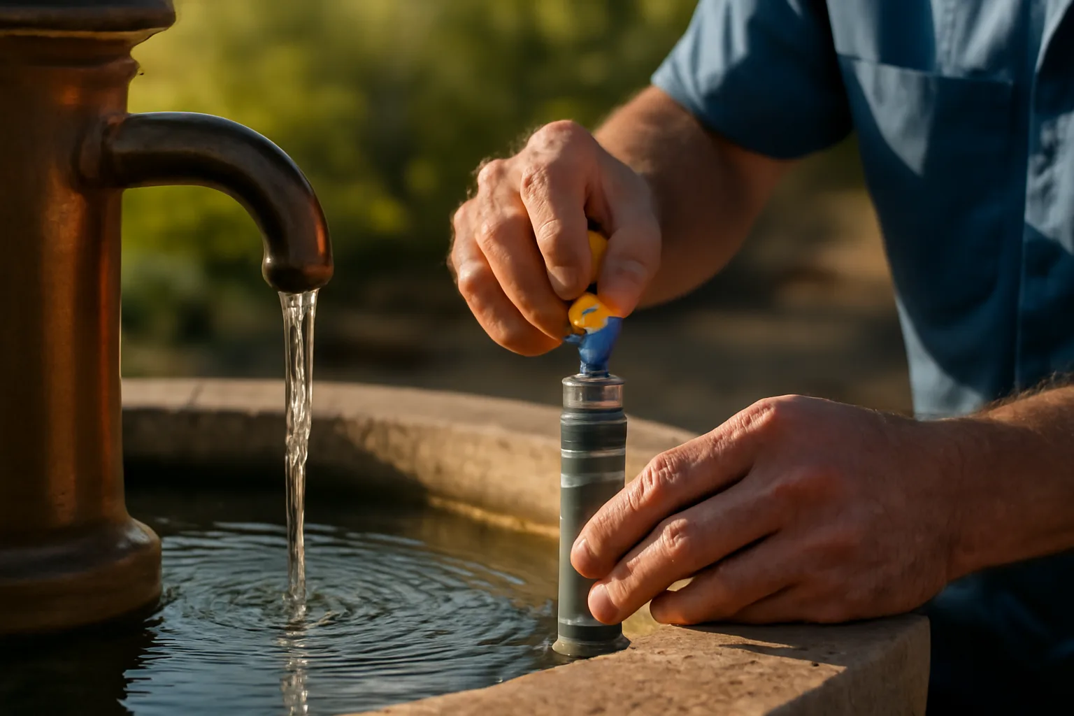 Arizona fountain water testing at an outdoor HOA fountain detail